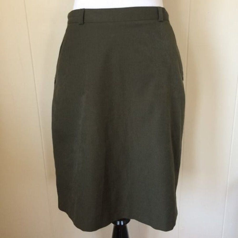 Vintage Melissa Lawrence Olive green pencil skirt-No size tag-Best for small